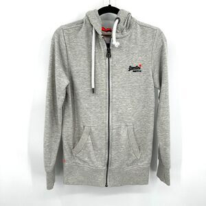 SUPERDRY Orange Label Men's Heather Gray Full Zip Hoodie Jacket Size XS